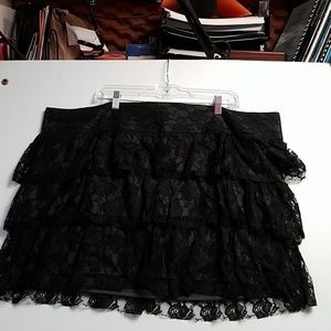 Three tier Black lace mini skirt